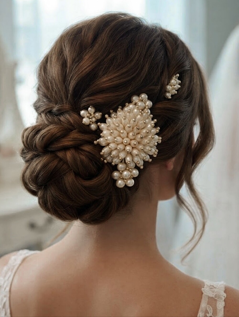 Vintage Faux Pearl Cluster Ivory  Hair Clip